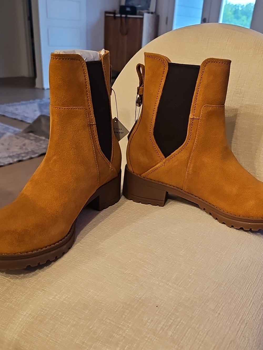 Cole Haan Women's Suede Chelsea Ankle Boots in Cognac Tan